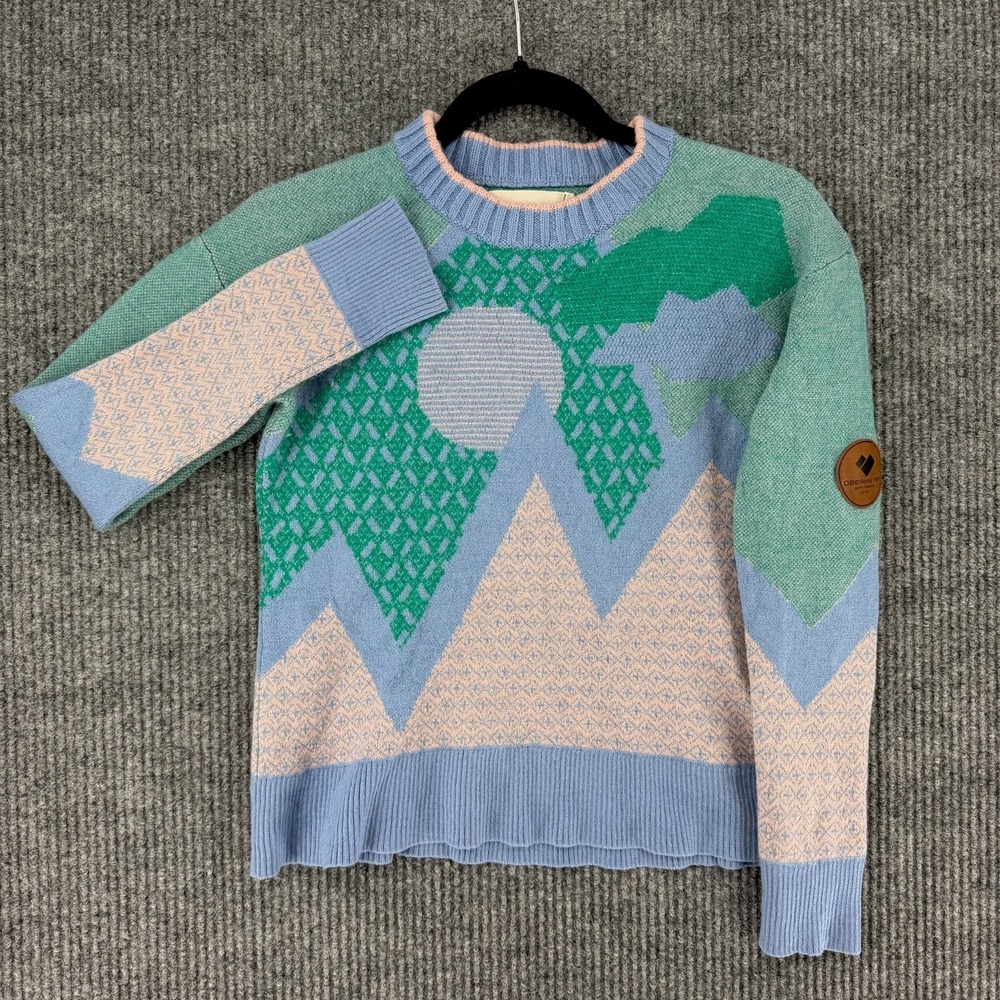 Y2K Obermeyer mountain ski knit sweater landscape jacquard womens medium